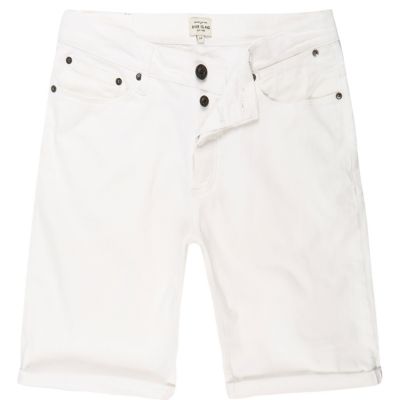 White skinny fit denim shorts